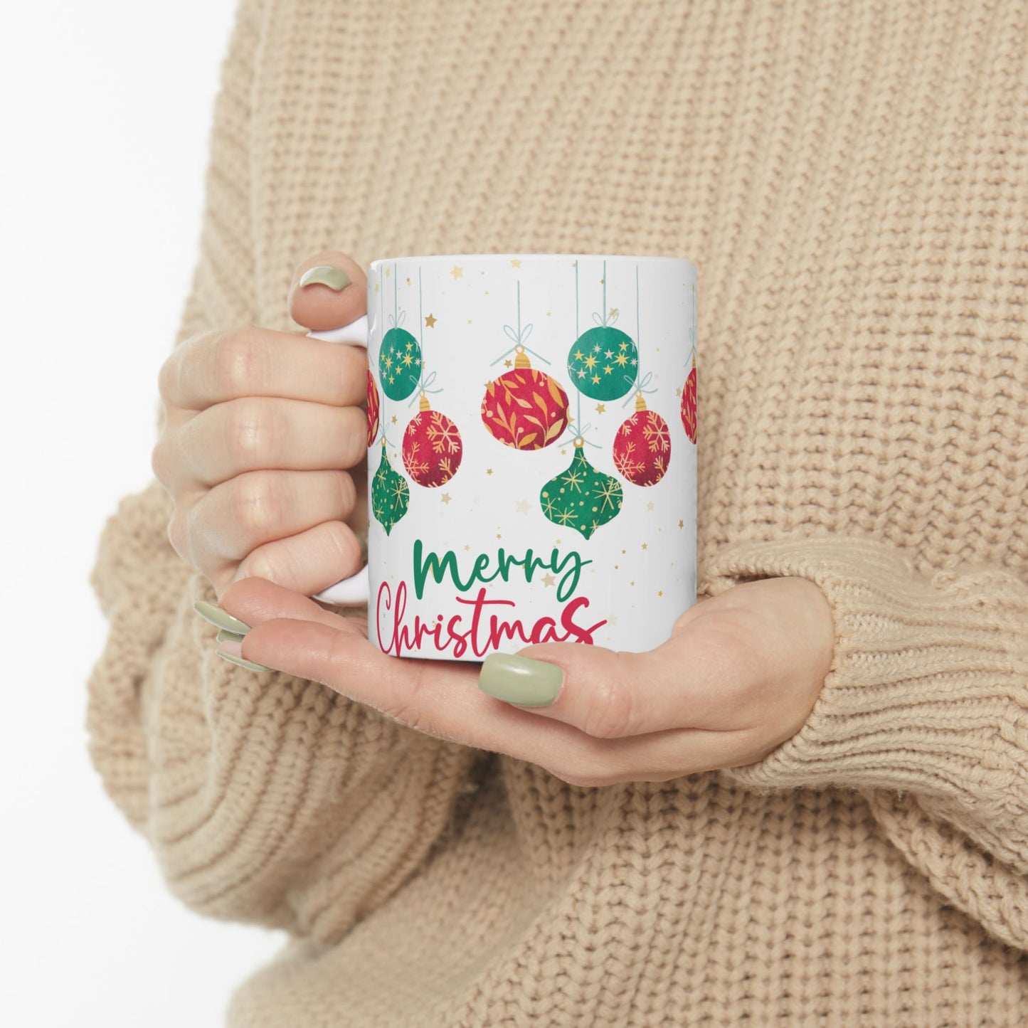 Festive Christmas Mug, Holiday Ornament Coffee Cup, Gift for Tea Lovers, Merry Christmas Beverage Container