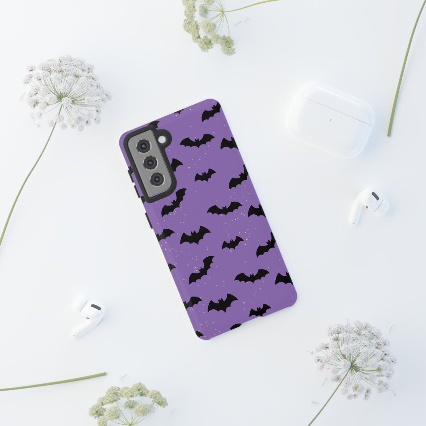 Halloween Bat Phone Case, Cute Purple Bat Phone Cover, Tough Cell Phone Case, Gothic Design, Spooky Gift, Fall Decor
