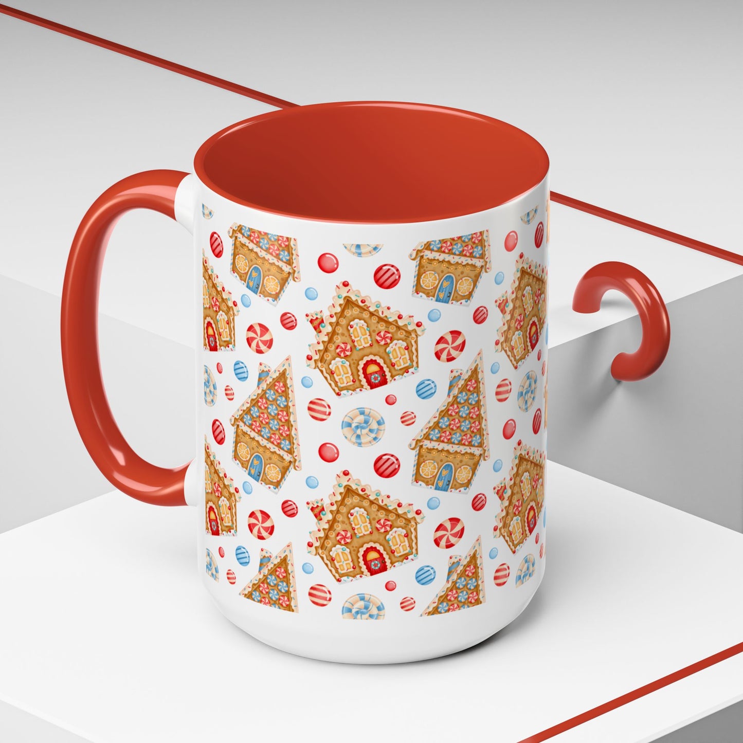 Gingerbread House Ceramic Mug – Festive Christmas Coffee Cup (11oz & 15oz, Multiple Colors)