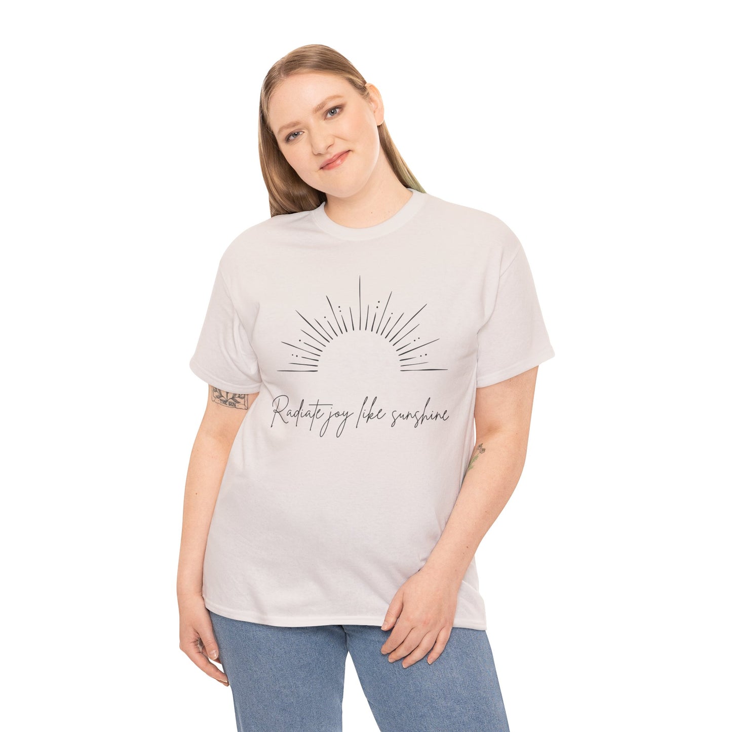 Radiate Joy Unisex Heavy Cotton Tee - Positive Vibes Shirt, Casual Wear, Gift for Friends, Inspirational Tee, Everyday Comfort