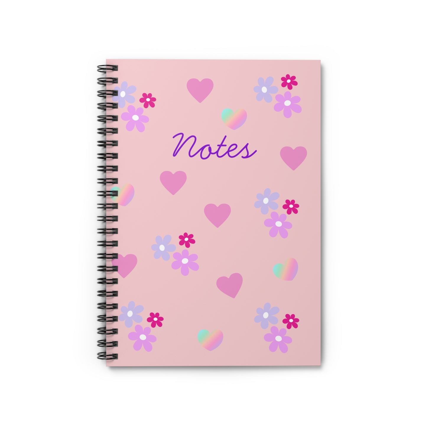 Cute Floral Spiral Notebook for Notes, Cute Stationery Gift, Journal for School, Cute Aesthetic Notebook, Pink Heart Notepad, Gift for Her