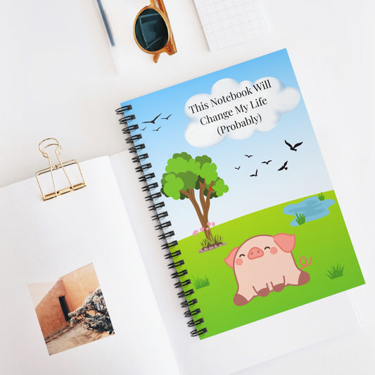 Cute Pig Spiral Notebook - Perfect for Journaling, Gift for Students, Pig Lovers, Goal Setting