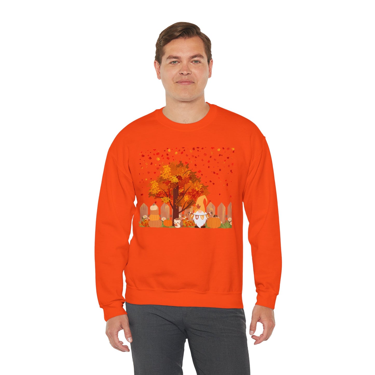 Fall Season Gnome Crewneck Sweatshirt, Cozy Autumn Tree Design, Unisex Sweatshirt, Holiday Gift