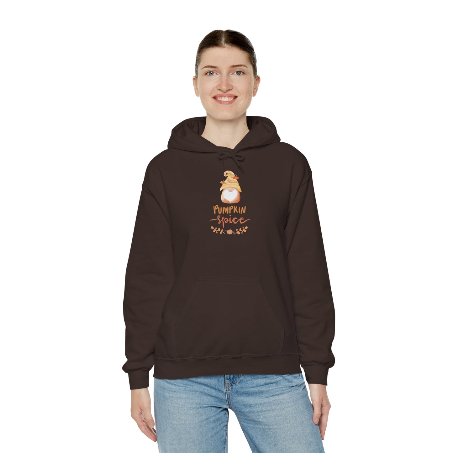 Pumpkin Spice Hoodie with Fall Gnome, Cozy Autumn Unisex Sweatshirt, Thanksgiving Hoodie, Cute Fall Gift Idea