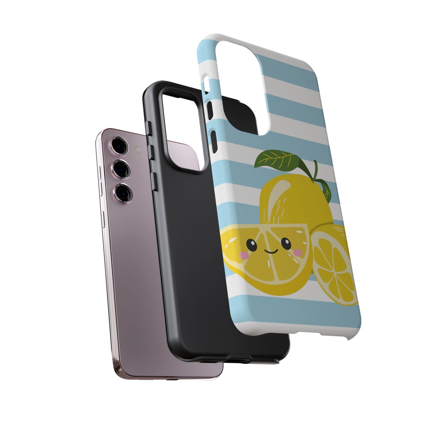 Striped Lemon Phone Case - Tough Cases, Fruit Design, Fun iPhone Cover, Summer Accessories, Bright Phone Protection