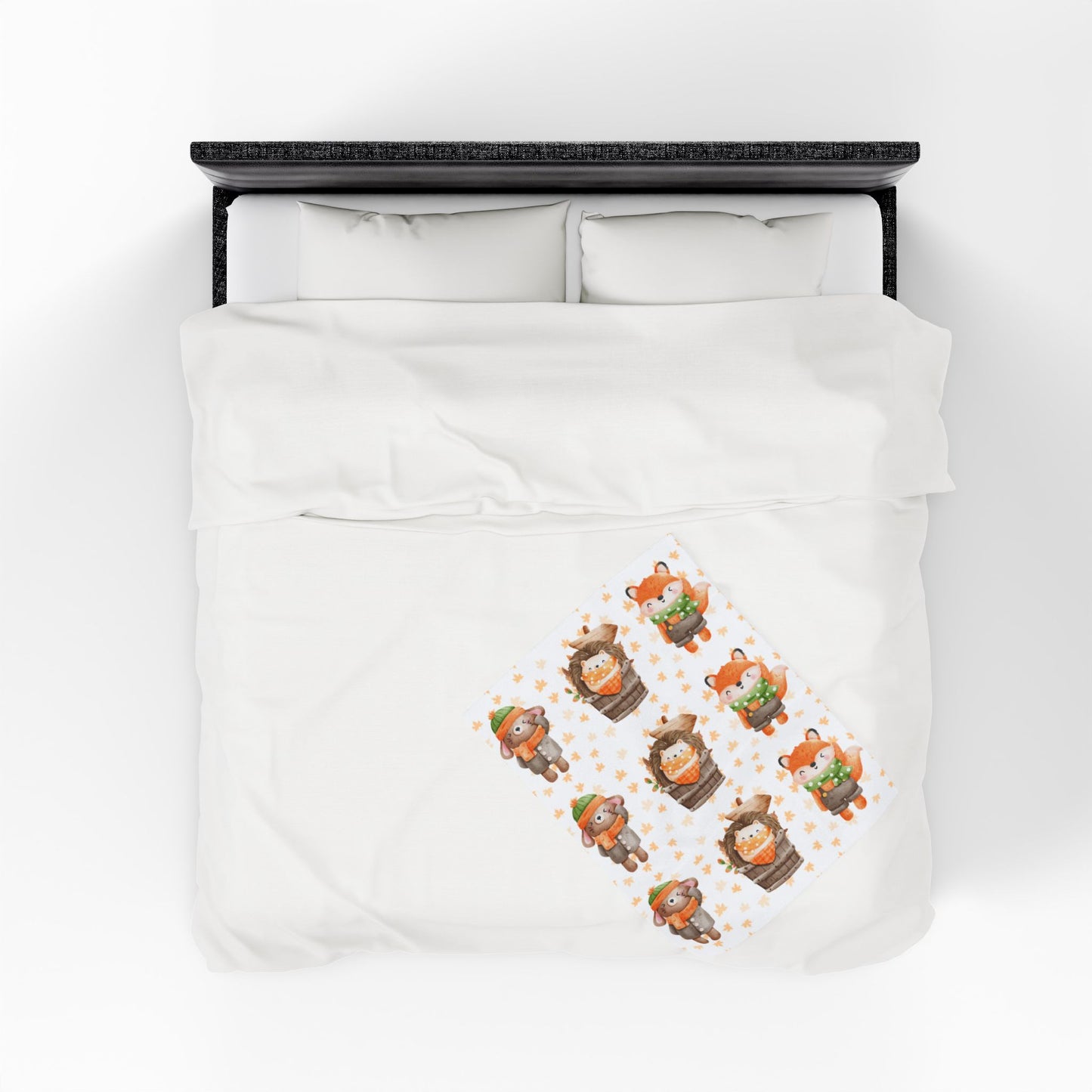 Cozy Woodland Animals Velveteen Plush Blanket | Cute Forest Creatures, Warm Throw for Kids, Nursery Décor, Fall Gift