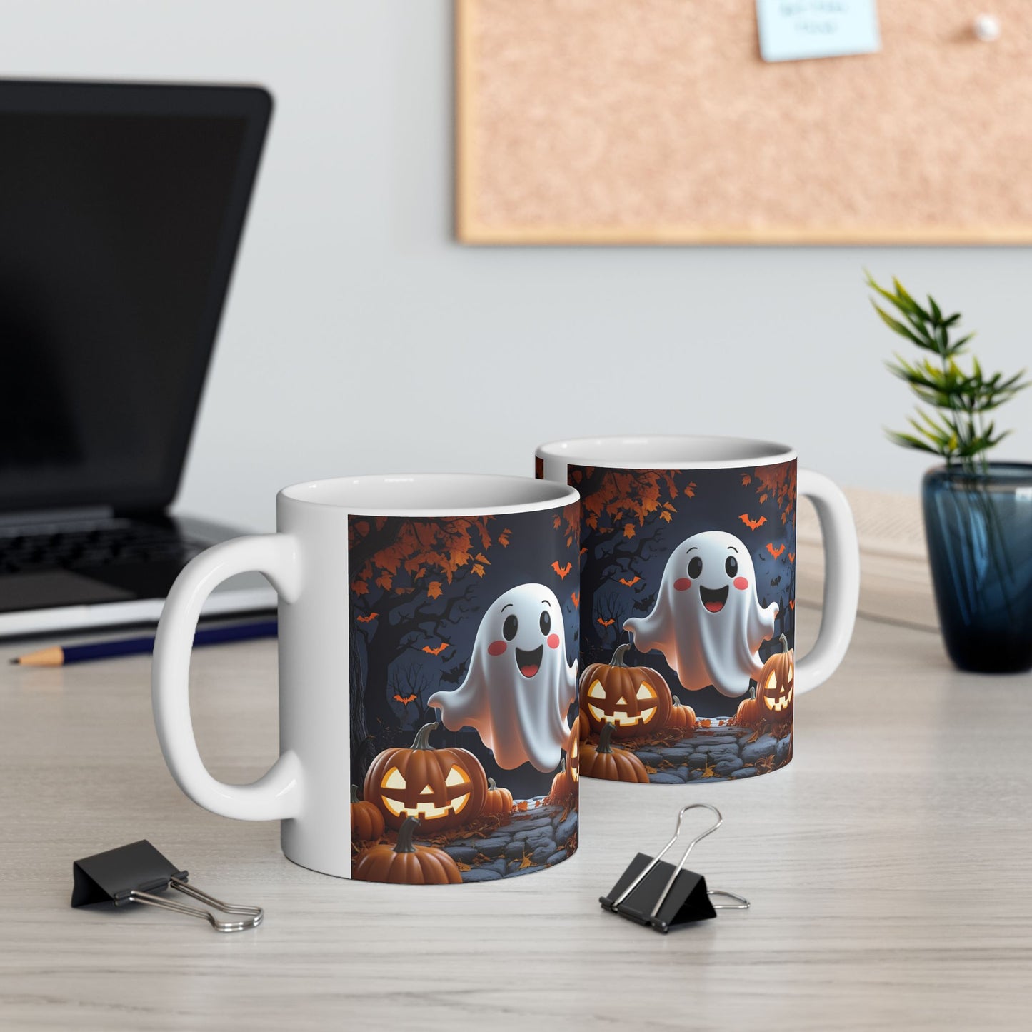 Ghostly Ceramic Mug, Halloween Spooky Pumpkins Gift, Cute Cartoon Cup, Tea Coffee Drinkware, Haunted Seasonal Decor, Scary Kitchen