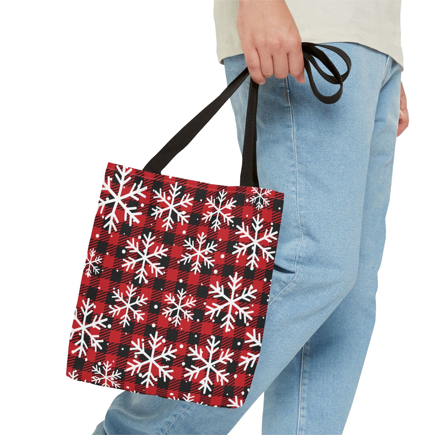Red Buffalo Plaid Snowflake Tote Bag – Cozy Winter Accessory