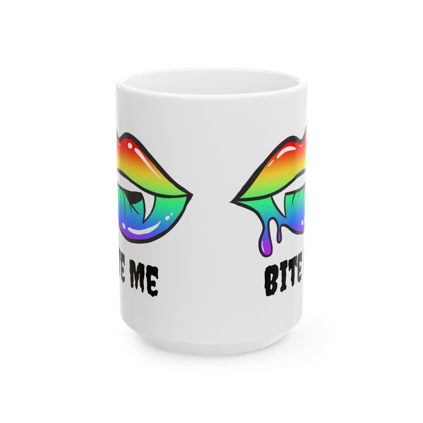 Colorful Vampire Fangs Ceramic Mug, Halloween Coffee Cup, Halloween Kitchen Decor, 11oz Mug, 15oz Mug, Spooky Fangs Mug