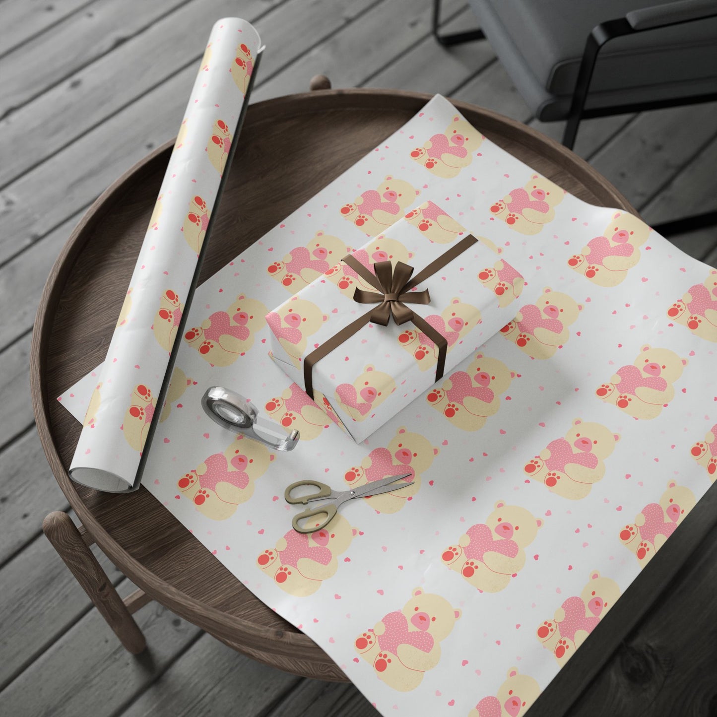 Teddy Bear Heart Wrapping Paper | Cute Valentine’s Gift Wrap