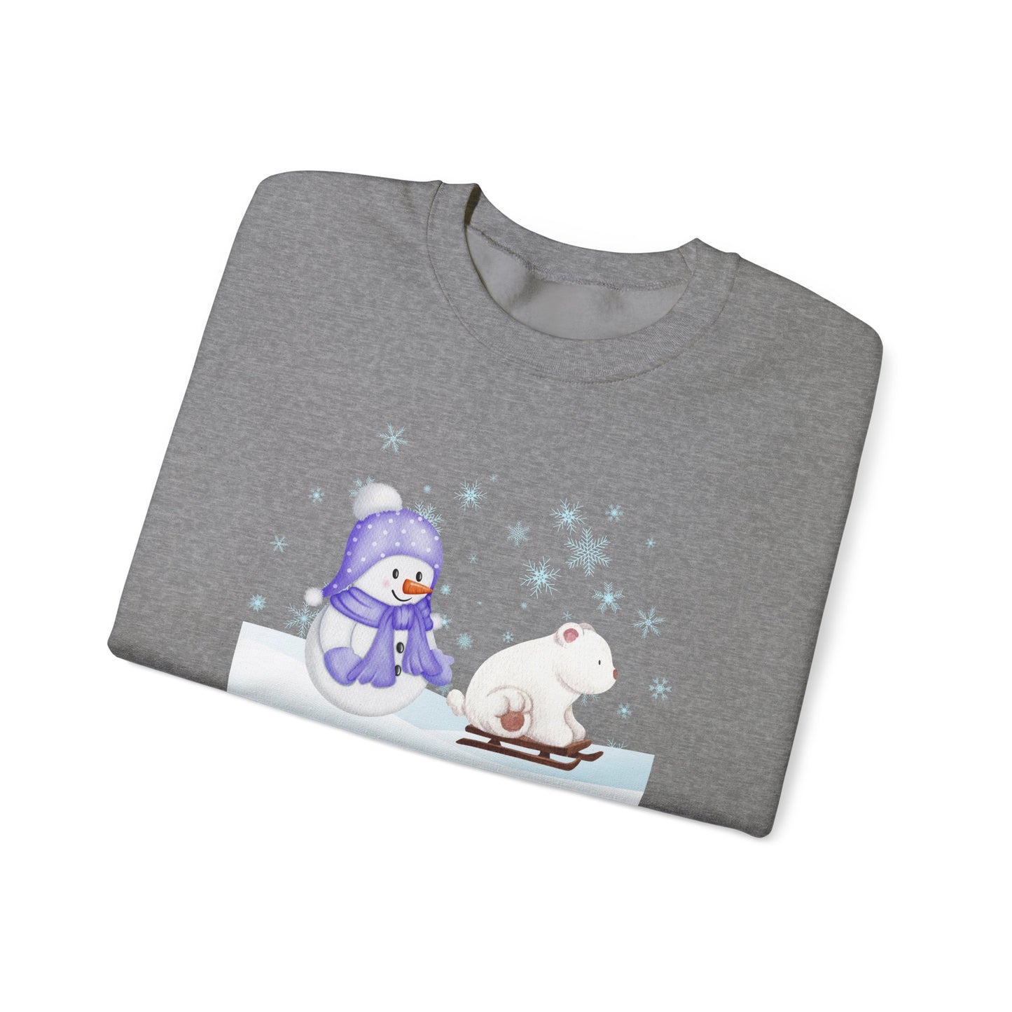 Let It Snow Sweatshirt, Cute Snowman and Polar Bear Winter Scene | Cozy Holiday Crewneck for Christmas an Winter Lovers