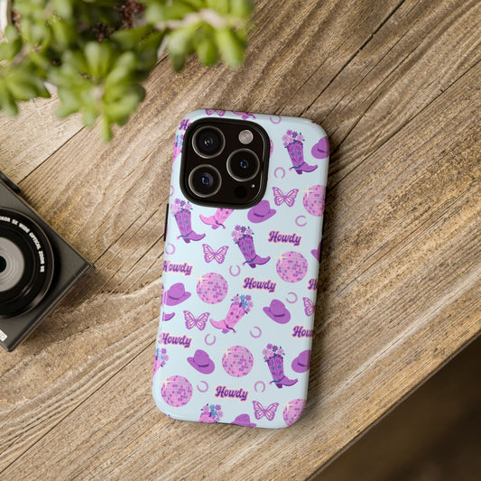 Pink Purple Western Phone Case | Tough Cases | Howdy Design, Colorful Cowboy Accessories, Gift for Cowgirl, Fun Phone Cover