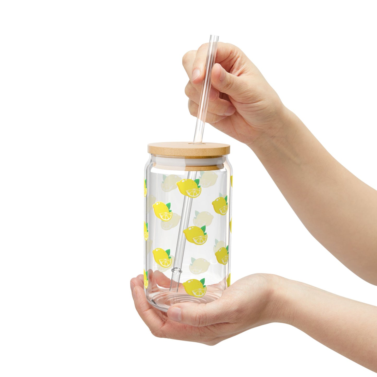 Lemon Sipper Glass, 16oz | Fun Summer Drinkware, Fruit-Themed Cup, Eco-Friendly Beverage Container, Great for Parties & Gifts
