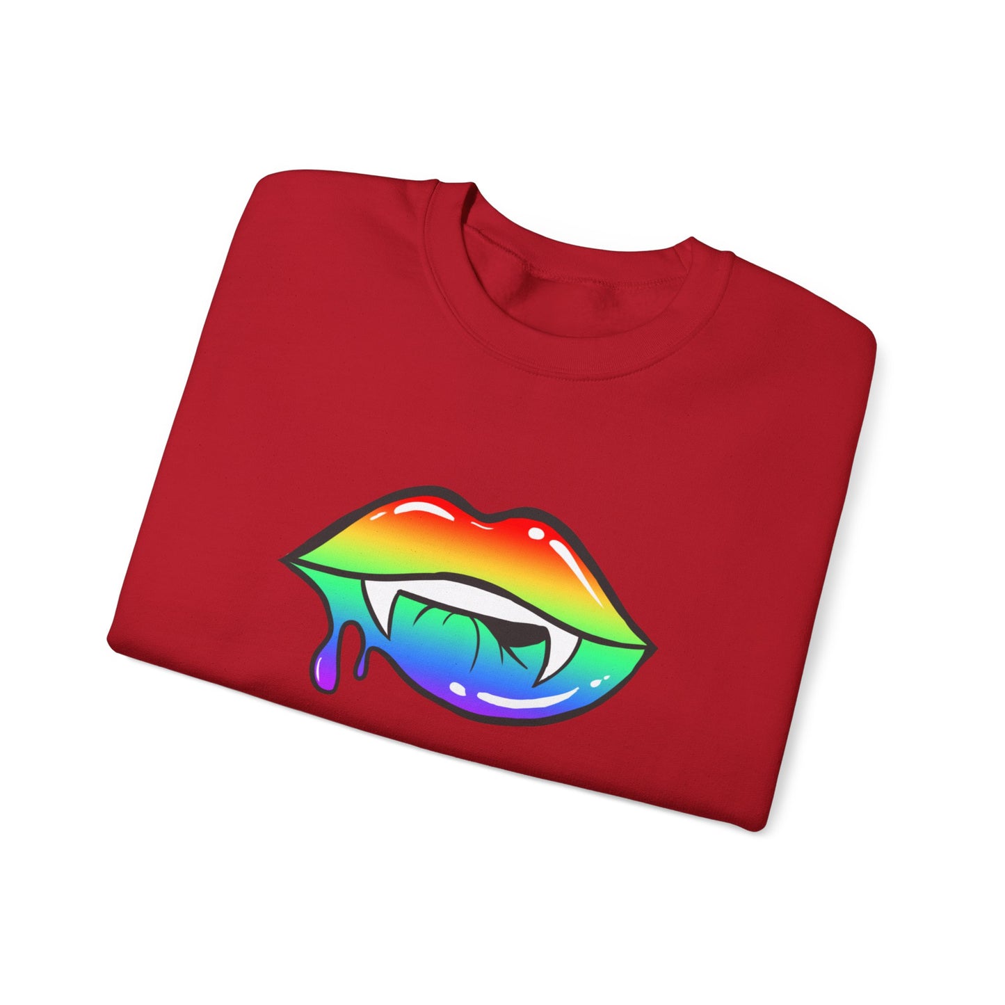 Colorful Vampire Fangs Crewneck Sweatshirt, Halloween Party Apparel, Spooky Fall Fashion, Unisex Sweatshirt, Halloween Sweatshirt,