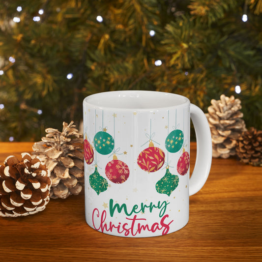 Festive Christmas Mug, Holiday Ornament Coffee Cup, Gift for Tea Lovers, Merry Christmas Beverage Container