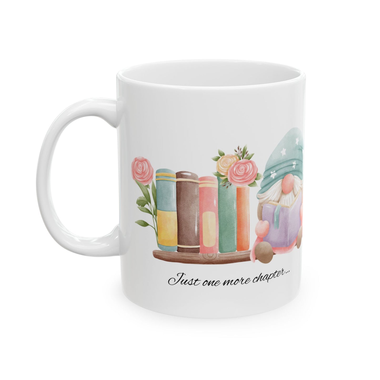 Whimsical Gnome Book Lover's Ceramic Mug, Perfect Gift for Readers, Cozy Vibes, Home Office Decor, Birthday, Book Club