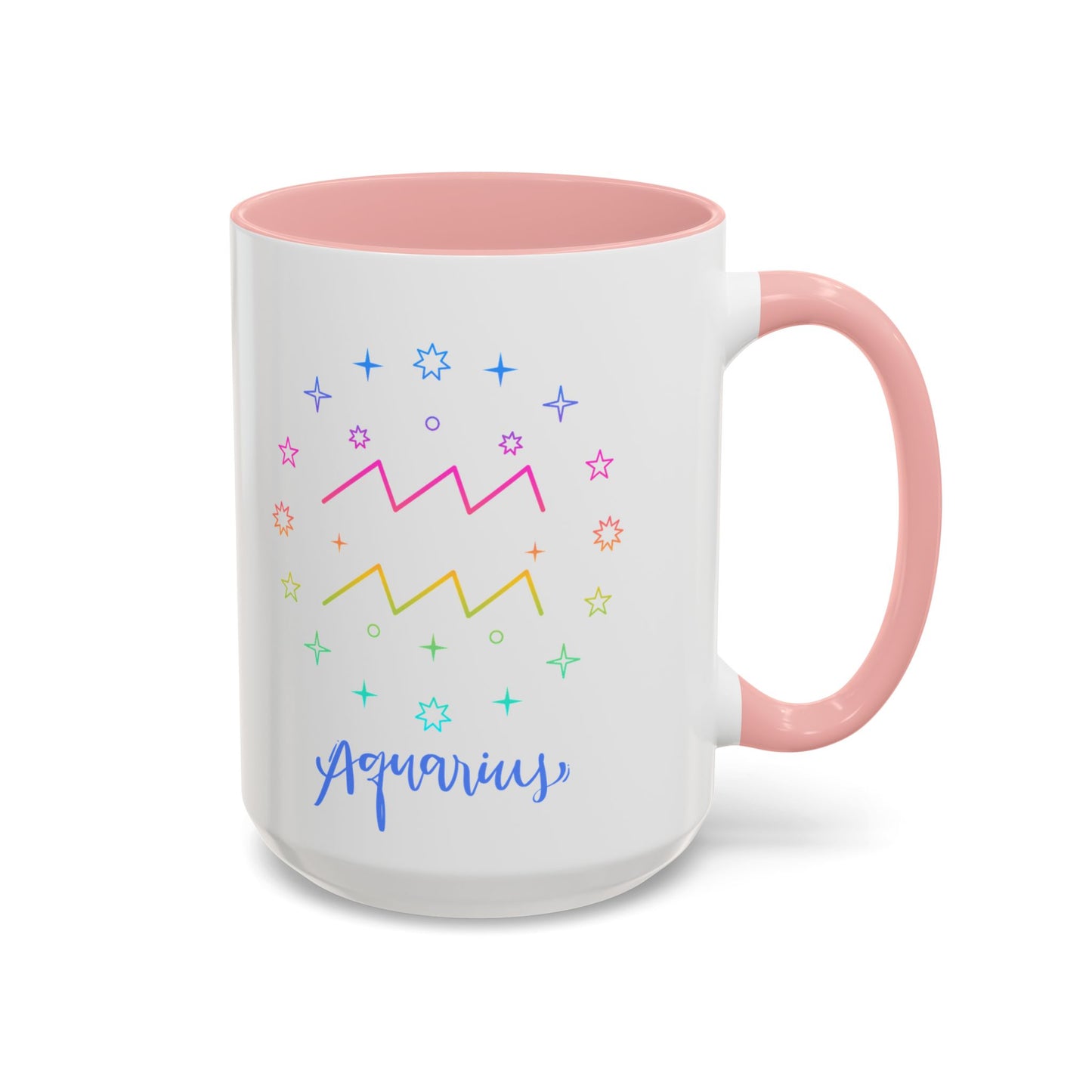 Aquarius Accent Coffee Mug - Colorful Zodiac Mug, Astrology Gift, Horoscope Coffee Cup, Birthday Present, Personalized Mug