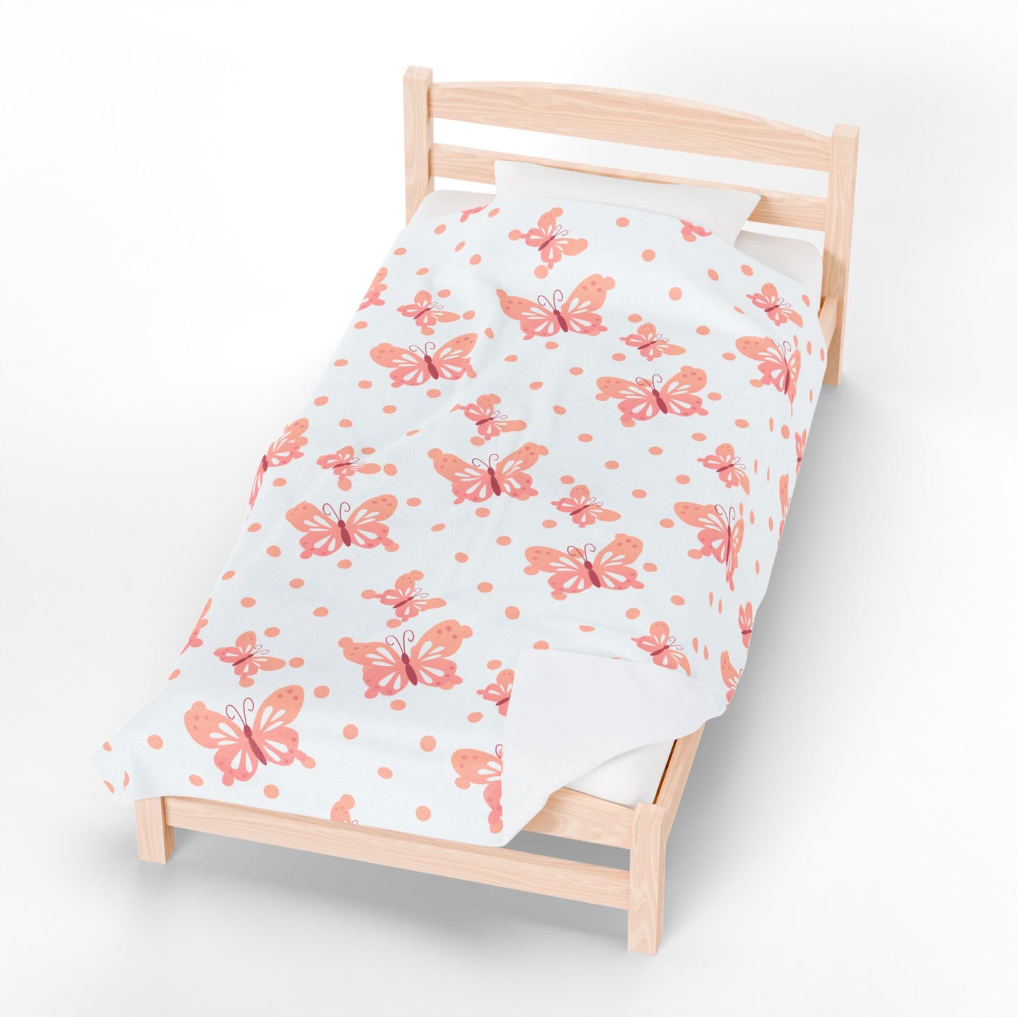 Peach Butterfly Throw Blanket – Cozy Polka Dot Design for Home or Gift
