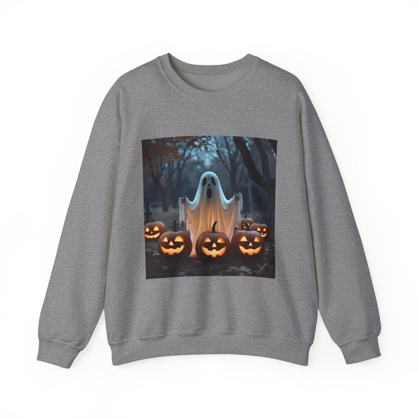 Halloween Spooky Crewneck Sweatshirt, Haunted Ghost Pumpkins Shirt, Unisex Halloween Apparel, Scary Sweatshirt, Fall Fashion