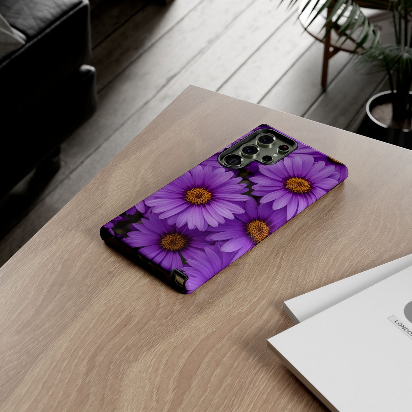 Purple Daisy Tough Case, Floral Phone Case, Durable Mobile Cover, Gift for Her, Everyday Use, Spring Accessories