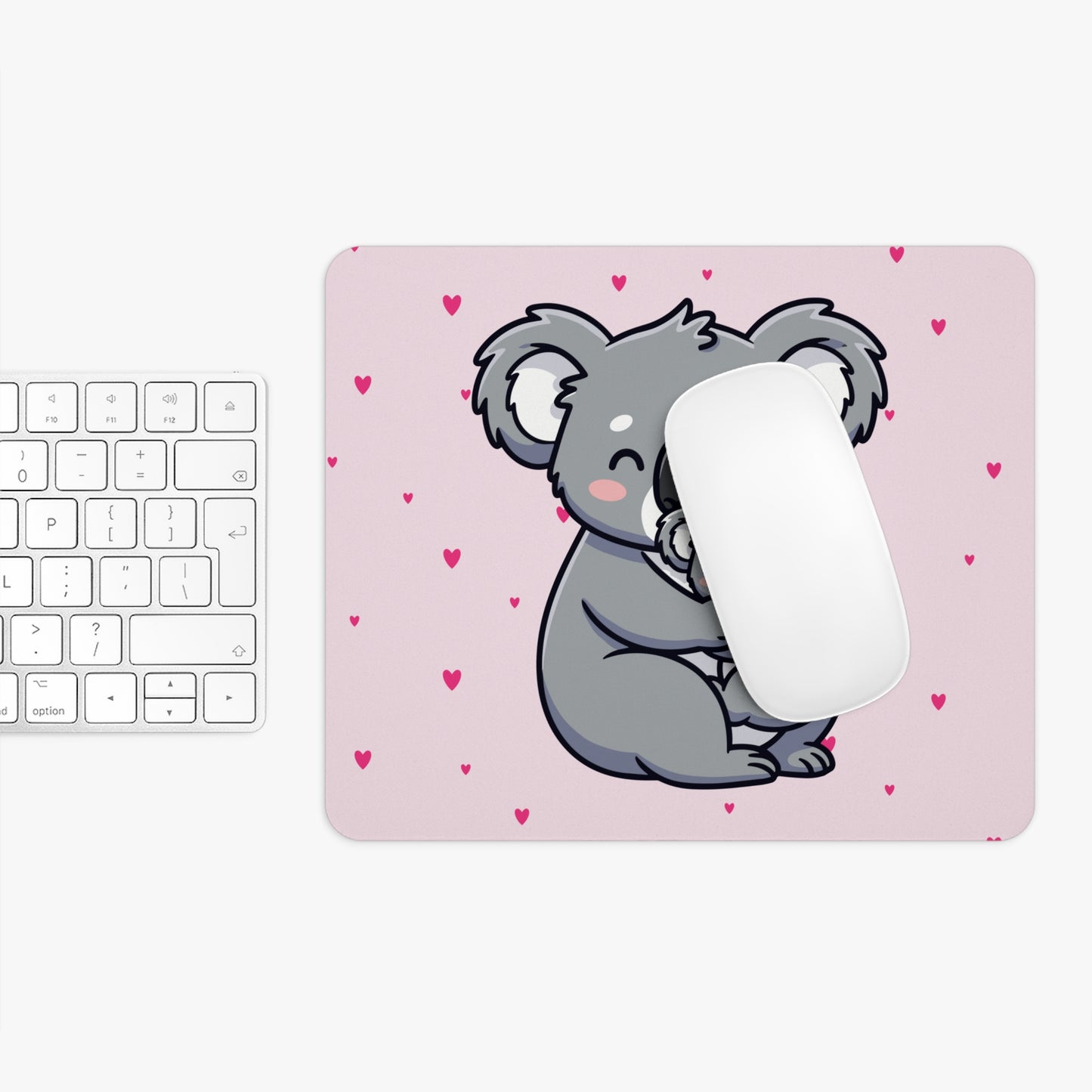 Cute Koala Mom & Baby Pink Mouse Pad