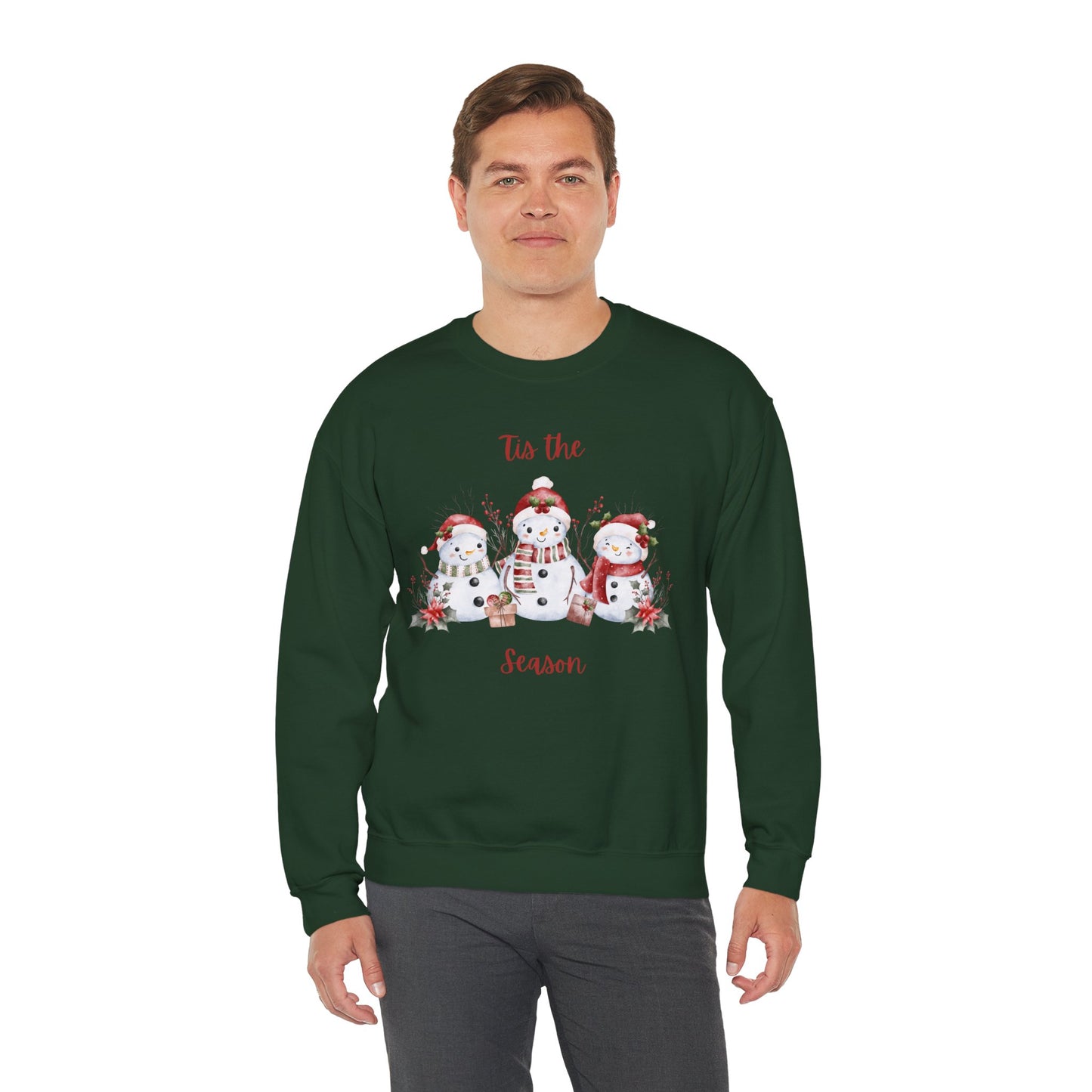 “’Tis the Season” Snowman Sweatshirt – Cozy Unisex Christmas Pullover