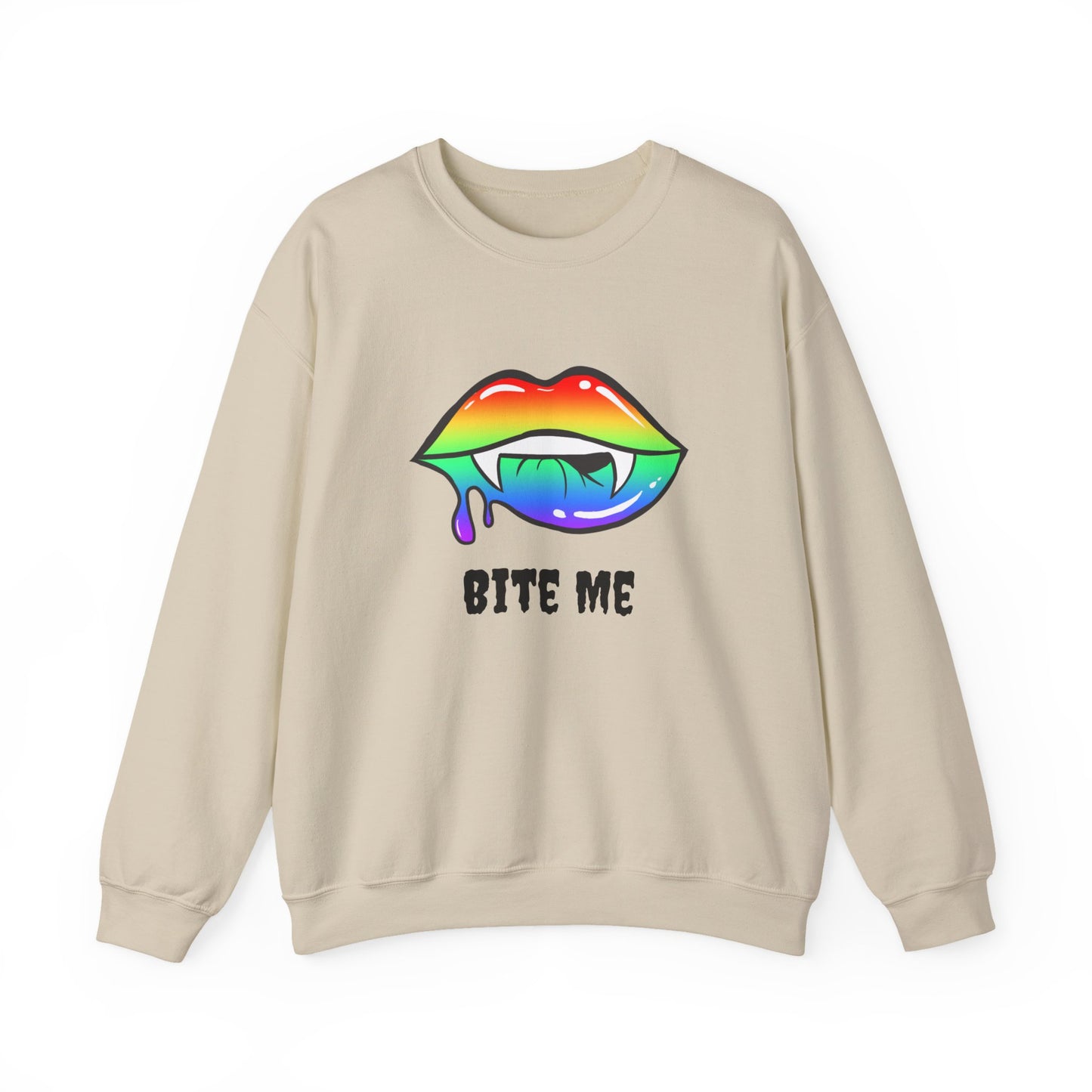Colorful Vampire Fangs Crewneck Sweatshirt, Halloween Party Apparel, Spooky Fall Fashion, Unisex Sweatshirt, Halloween Sweatshirt,