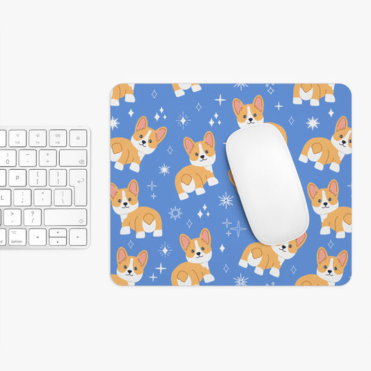 Cute Corgi Mouse Pad, Blue Dog Lover Desk Accessory, Office Gift for Pet Owners, Animal Lover