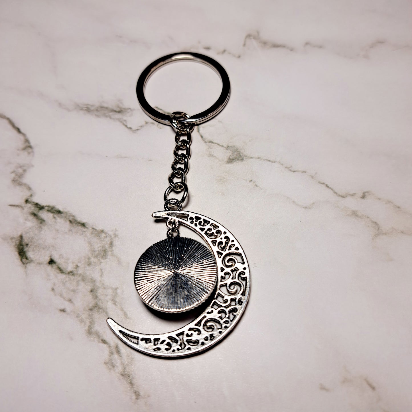 Blue Evil Eye and Moon Keychain