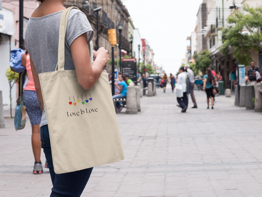 Love Is Love Canvas Tote Bag, Eco-Friendly Shopping Bag, Reusable Grocery Bag, Pride Gift, Everyday Carryall
