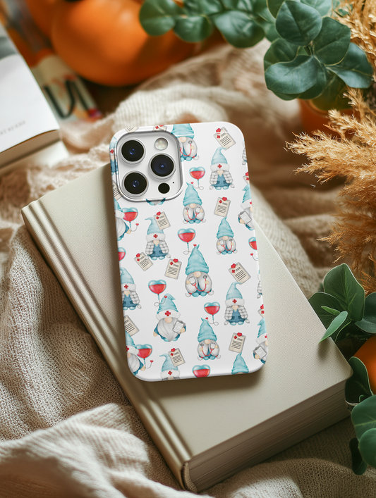 Medical Gnome Phone Case, Blue Gnome Tough Case for Nurses, Doctors, RNs, Cute Healthcare Gift
