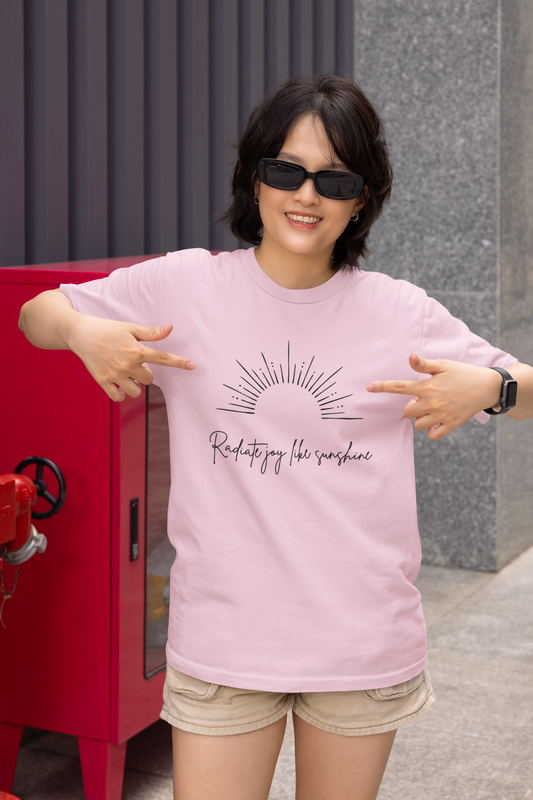 Radiate Joy Unisex Heavy Cotton Tee - Positive Vibes Shirt, Casual Wear, Gift for Friends, Inspirational Tee, Everyday Comfort