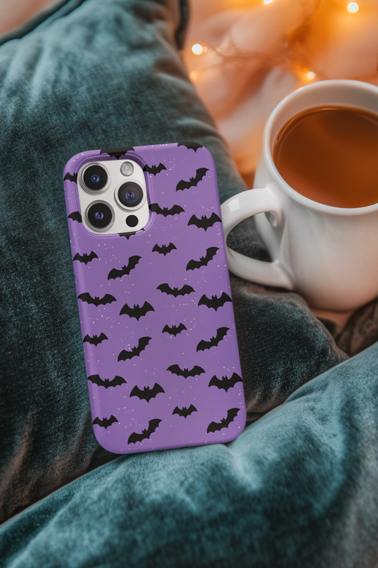 Halloween Bat Phone Case, Cute Purple Bat Phone Cover, Tough Cell Phone Case, Gothic Design, Spooky Gift, Fall Decor