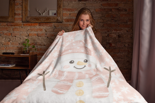 Cozy Snowman Blanket, Winter Decor, Holiday Gift, Plush Throw for Home, Snuggle Up for Christmas, Soft Plush Blanket