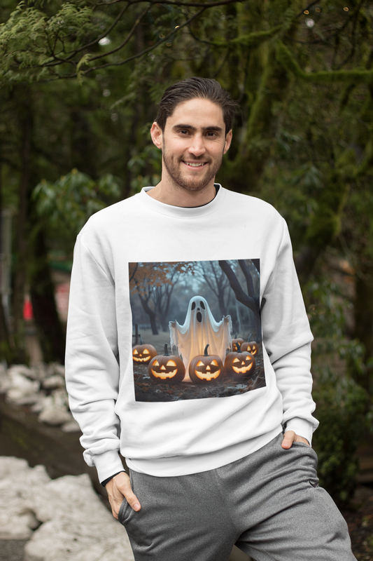 Halloween Spooky Crewneck Sweatshirt, Haunted Ghost Pumpkins Shirt, Unisex Halloween Apparel, Scary Sweatshirt, Fall Fashion
