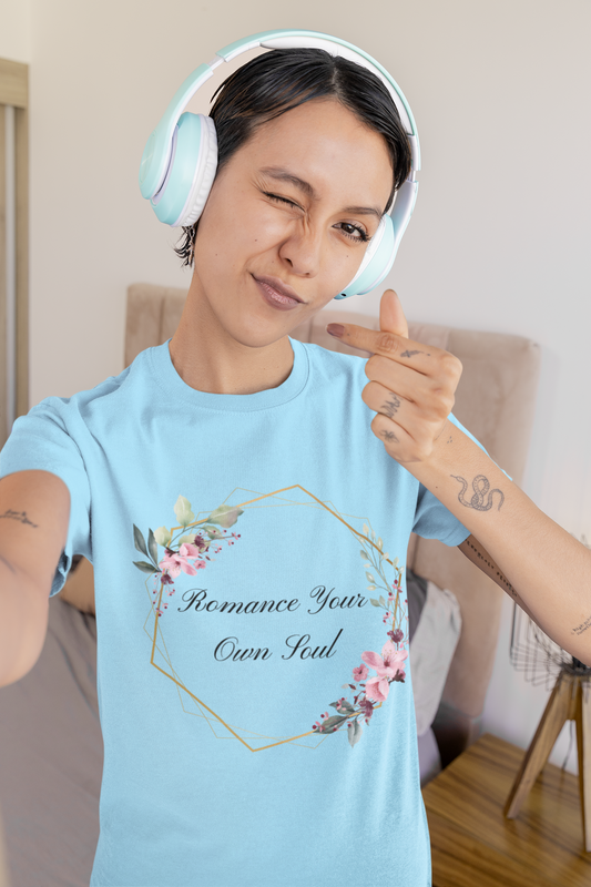Romance Your Own Soul Heavy Cotton Tee, Motivational Floral Graphic Print T-Shirt, Gift for Her
