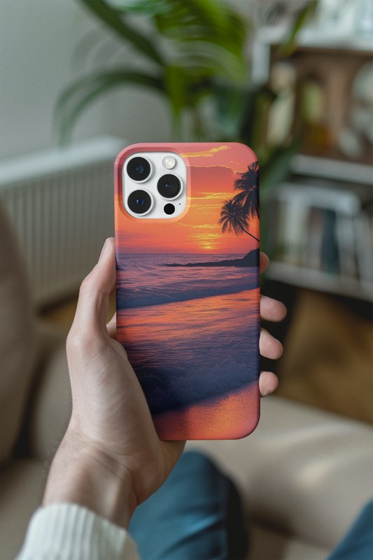 Palm Beach Sunset Design, Beach Lovers Gift, Relaxing Phone Cover, Tropical Hard Case, Protective Shell, Summer Vibes
