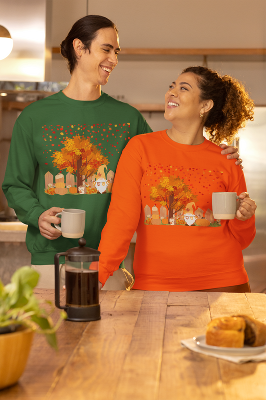 Fall Season Gnome Crewneck Sweatshirt, Cozy Autumn Tree Design, Unisex Sweatshirt, Holiday Gift