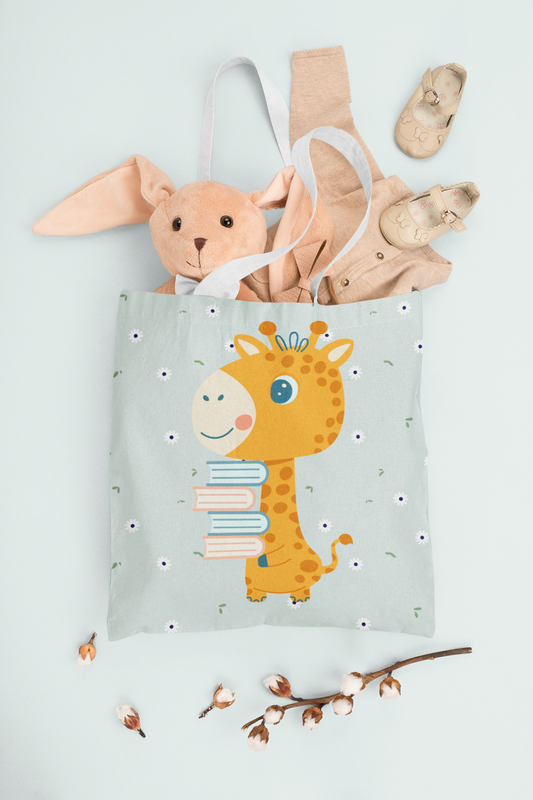 Cute Giraffe Book Lover Tote Bag – Kids & Adults Gift