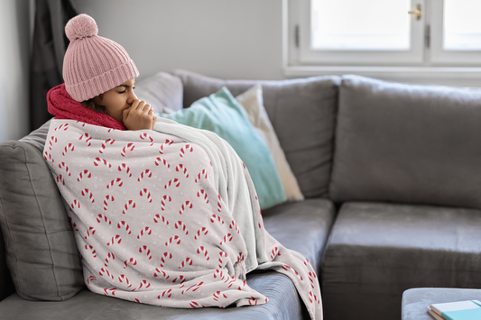 Pink Candy Cane Plush Blanket – Soft Cozy Winter Throw for Christmas Décor