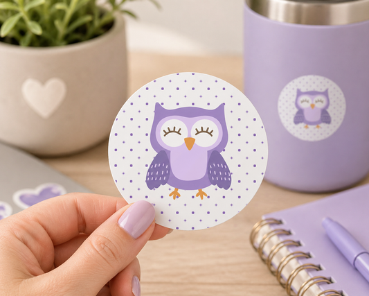 Purple Owl Sticker | Cute Kawaii Owl Decal