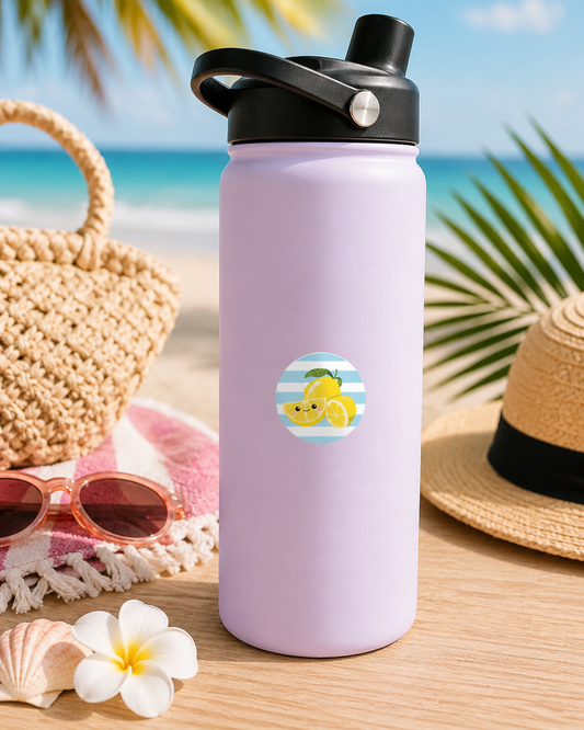Cute Lemon Sticker | Kawaii Fruit Decal | Aesthetic Laptop & Water Bottle Sticker