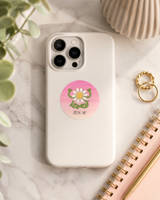 Zen AF Sticker | Cute Meditating Flower | Aesthetic Decal