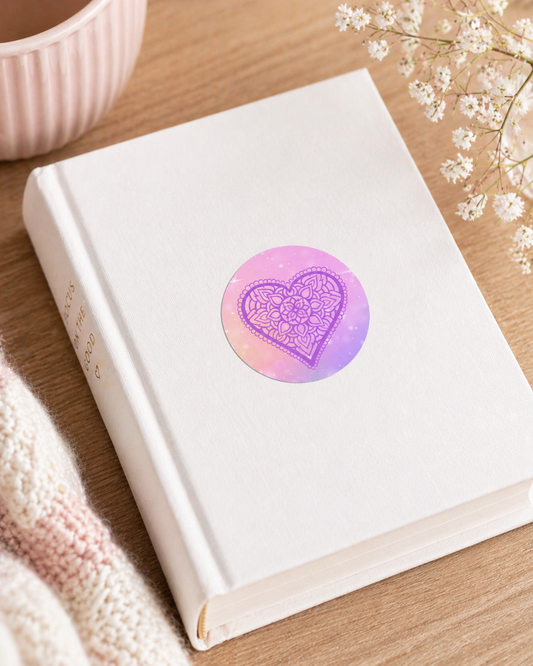 Mandala Heart Sticker | Purple Aesthetic Boho Decal