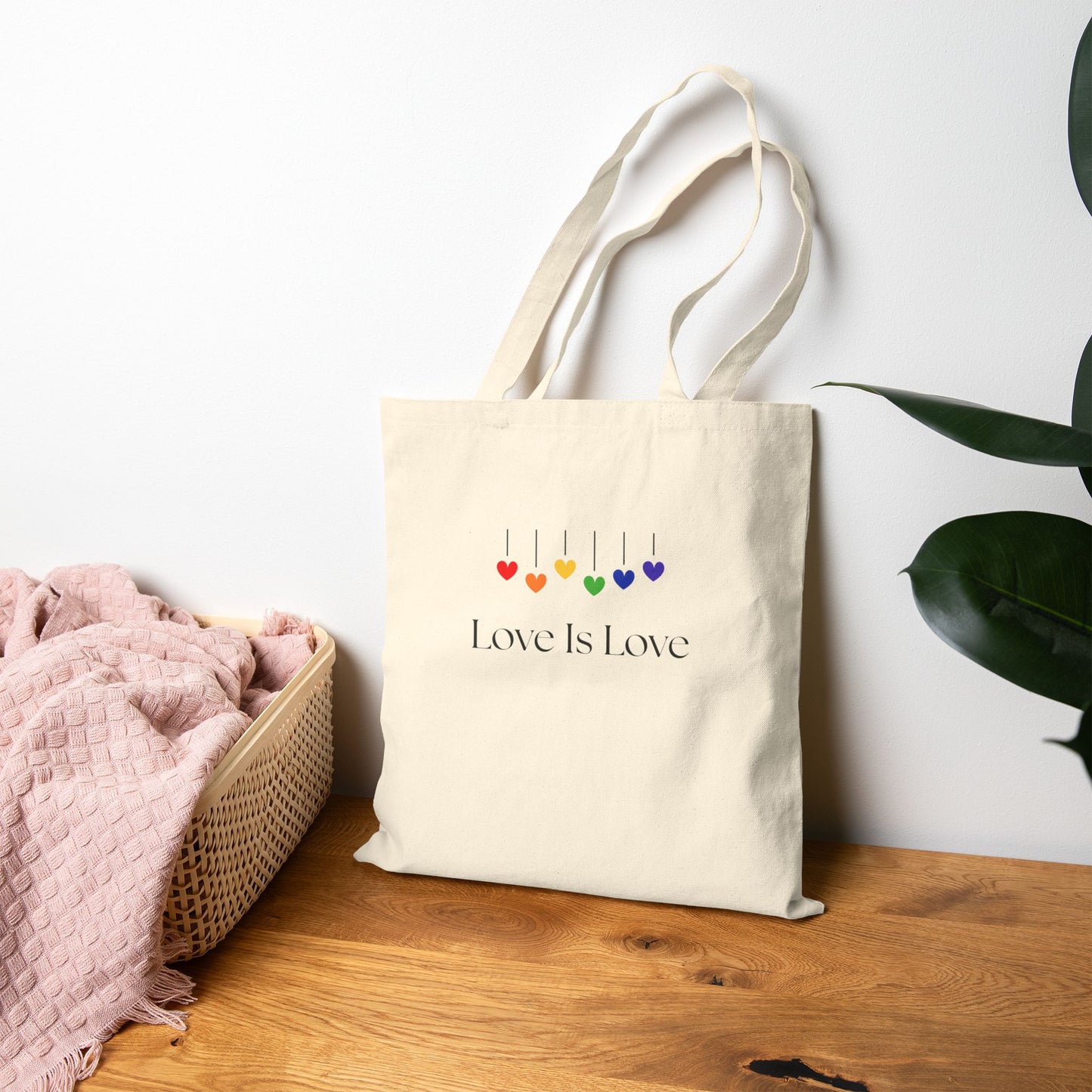 Love Is Love Canvas Tote Bag, Eco-Friendly Shopping Bag, Reusable Grocery Bag, Pride Gift, Everyday Carryall