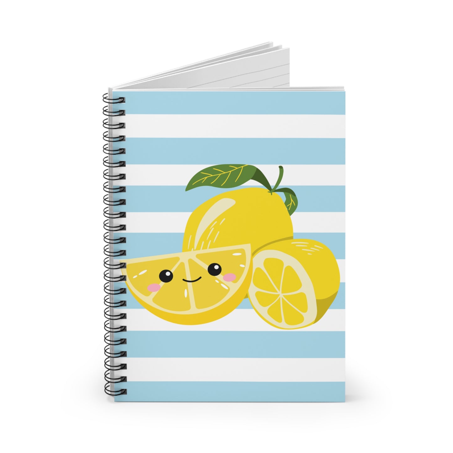 Striped Lemon Spiral Notebook - Perfect for School, Journaling, Gifts, Note Taking, Summer Vibes
