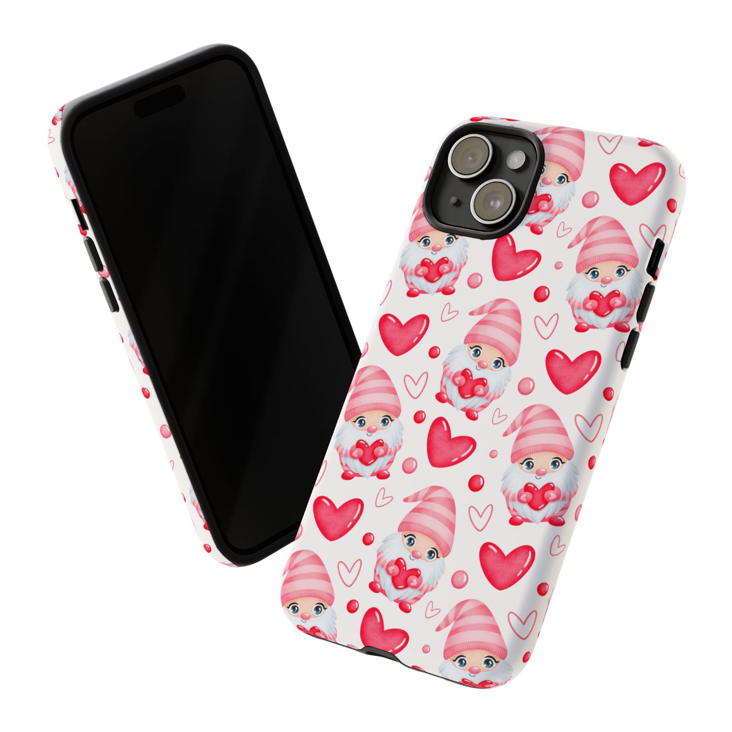 Pink Gnome Heart Phone Case, Festive Gift for Her, Unique Protective Case, Fun Holiday Accessory, Valentine's Day Accessory