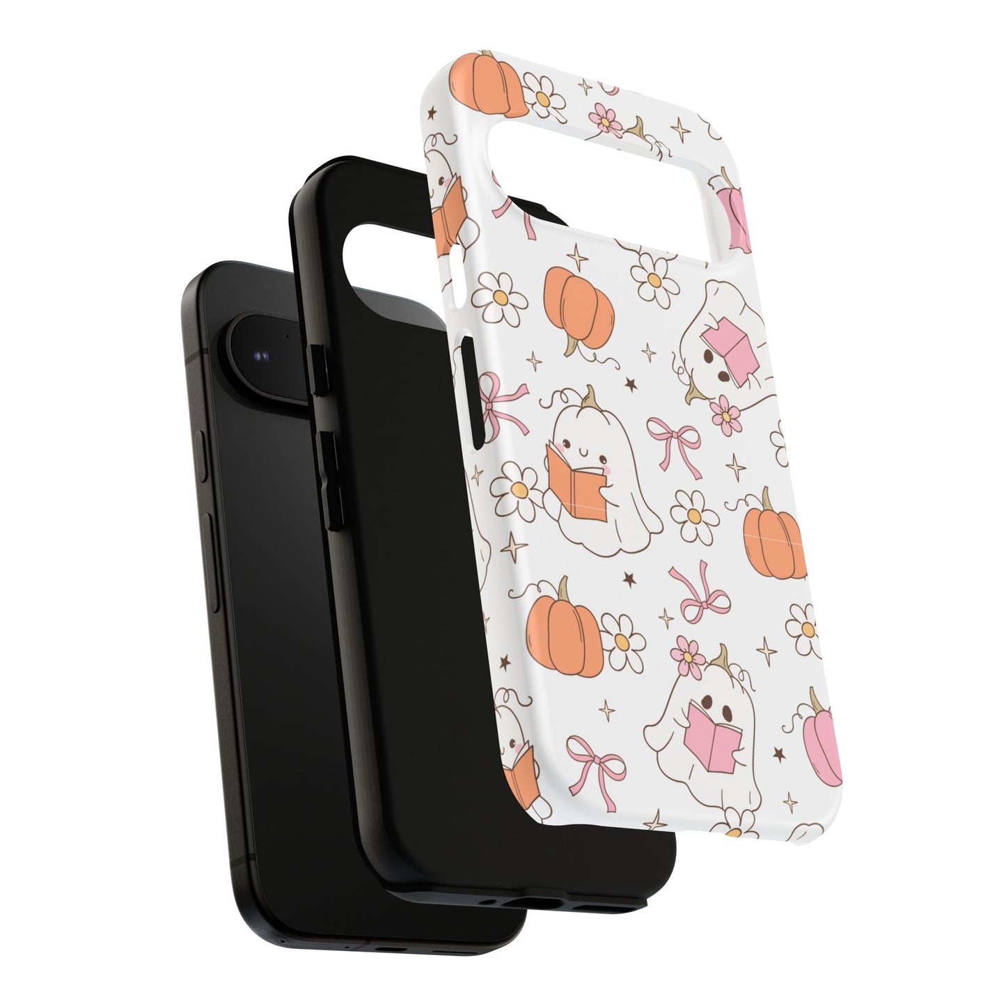 Pink Ghost and Pumpkin Phone Case, Halloween Decor, Girlfriend Gift, Kawaii Phone Cover, Fall Accessories