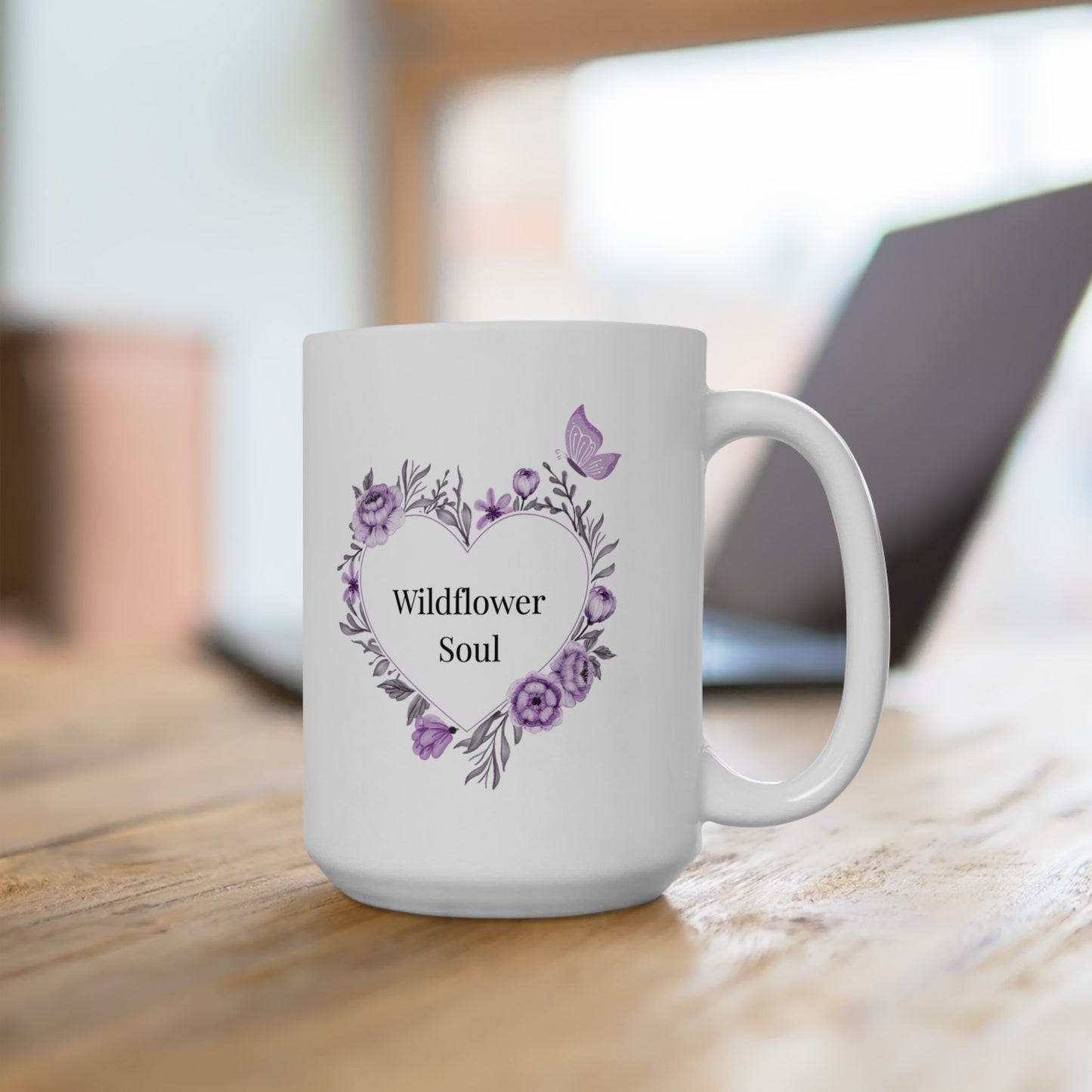 Wildflower Soul Floral Ceramic Mug Perfect for Friends, Gifts, Coffee Lovers, Home Decor, Birthdays, Lavender Vibes