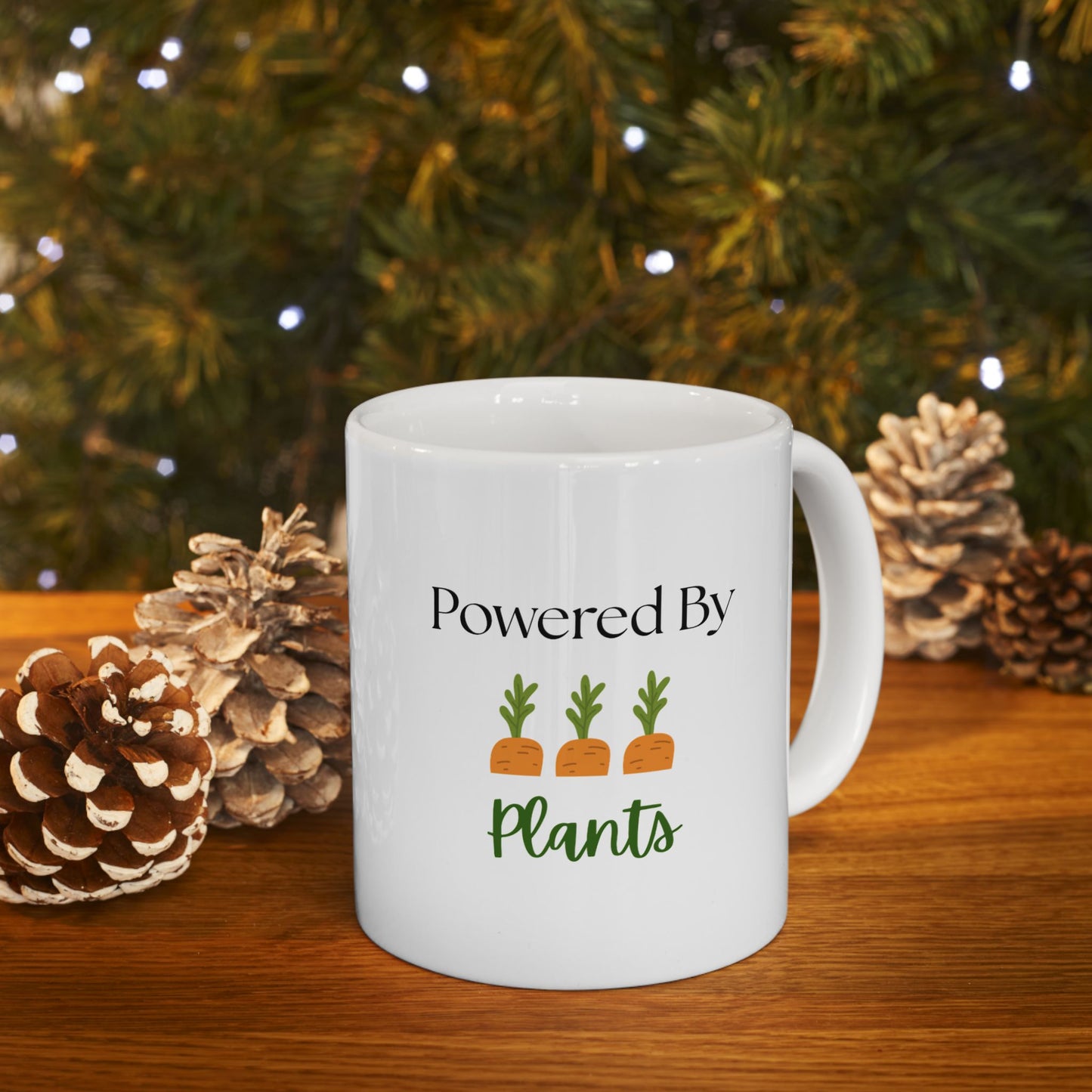 Power by Plants Ceramic Mug - Unique Veggie Lover Gift for Home, Coffee, Tea, Kitchen, Eco-Friendly, Gardening